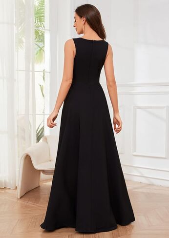 Women's Formal Dress V Neck Sleeveless Winter Wedding Guest Split Cocktail Party Prom Long Dresses in Saudi Arabia