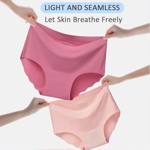 Women Seamless Underwear Mid Waisted Brief Invisible Panties No Show Hipster Full Coverage Underpants Pack of 6 in Saudi Arabia