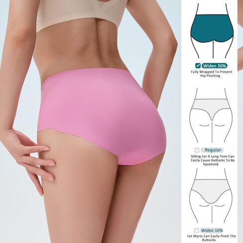 Women Seamless Underwear Mid Waisted Brief Invisible Panties No Show Hipster Full Coverage Underpants Pack of 6 in Saudi Arabia