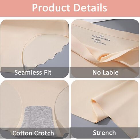 Women Seamless Underwear Mid Waisted Brief Invisible Panties No Show Hipster Full Coverage Underpants Pack of 6 in Saudi Arabia