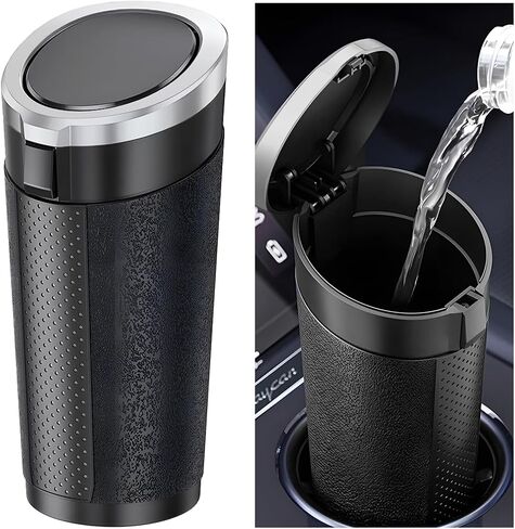 Car Trash Can with Lid, Leakproof Vehicle Cup Holder and Side Door Garbage Container Bin, Waterproof Auto Interior Trash Storage Organizer Accessories, Universal for SUV RV Truck (Black) in Saudi Arabia