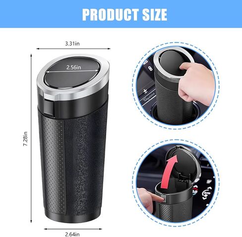 Car Trash Can with Lid, Leakproof Vehicle Cup Holder and Side Door Garbage Container Bin, Waterproof Auto Interior Trash Storage Organizer Accessories, Universal for SUV RV Truck (Black) in Saudi Arabia