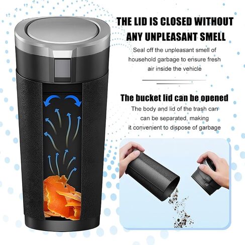 Car Trash Can with Lid, Leakproof Vehicle Cup Holder and Side Door Garbage Container Bin, Waterproof Auto Interior Trash Storage Organizer Accessories, Universal for SUV RV Truck (Black) in Saudi Arabia