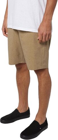 Mens Drifter Heather Hybrid Shorts, Dark Khaki, 34 in Saudi Arabia