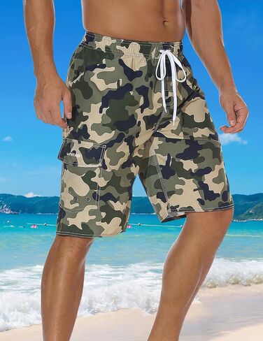 Men's Athletic Beach Swimming Shorts Hawaiian Walking Trunks with Pocket in Saudi Arabia