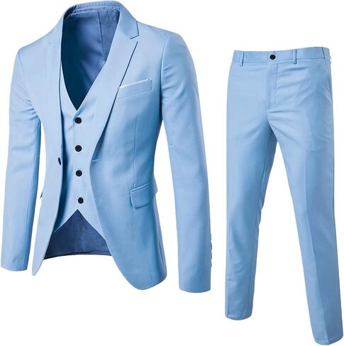 Men Suits Slim Fit 3 Piece Tuxedo Stretch Button Tops Jacket Vest and Pants for Wedding Business Prom Party Sets in Saudi Arabia