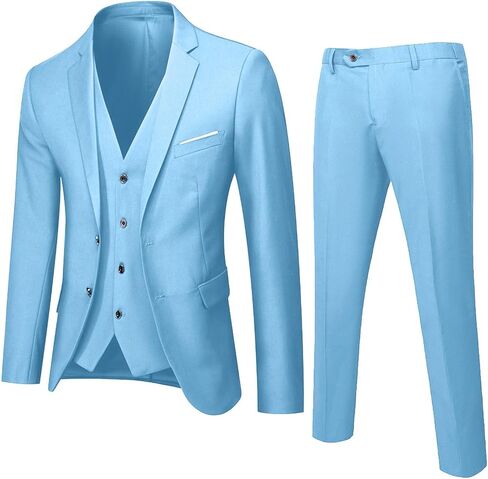 Men Suits Slim Fit 3 Piece Tuxedo Stretch Button Tops Jacket Vest and Pants for Wedding Business Prom Party Sets in Saudi Arabia
