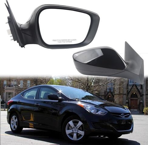 مرآة جانبية للركاب من Dasbecan متوافقة مع مرآة الرؤية الخلفية اليمنى لسيارة Hyundai Elantra 2011 2012 2013 باللون الأسود مع طي يدوي، تسخين، استبدال زجاج الطاقة # HY1321179 87620-3Y100 (5Pin) in Saudi Arabia