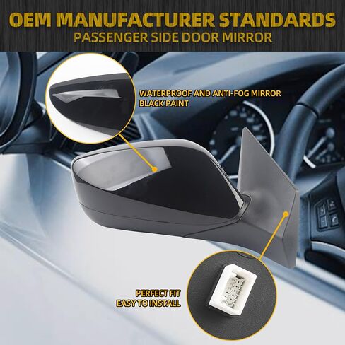 مرآة جانبية للركاب من Dasbecan متوافقة مع مرآة الرؤية الخلفية اليمنى لسيارة Hyundai Elantra 2011 2012 2013 باللون الأسود مع طي يدوي، تسخين، استبدال زجاج الطاقة # HY1321179 87620-3Y100 (5Pin) in Saudi Arabia