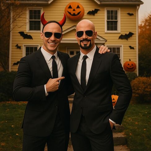 Mepase 5 Pcs Halloween Mr World Costume Accessories Bald Cap Glasses Black Tie Mustache Set for Women Men Halloween Cosplay in Saudi Arabia