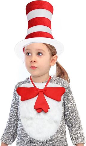 Hat in Red White Striped, Hats Bow Tie Set, Costume Set, Cosplay Party Halloween Accessories in Kuwait