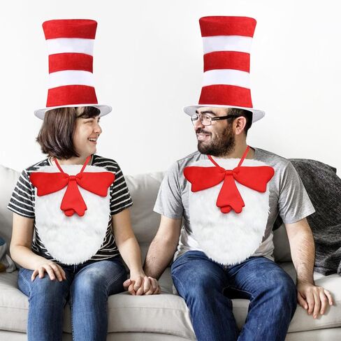 Hat in Red White Striped, Hats Bow Tie Set, Costume Set, Cosplay Party Halloween Accessories in Kuwait