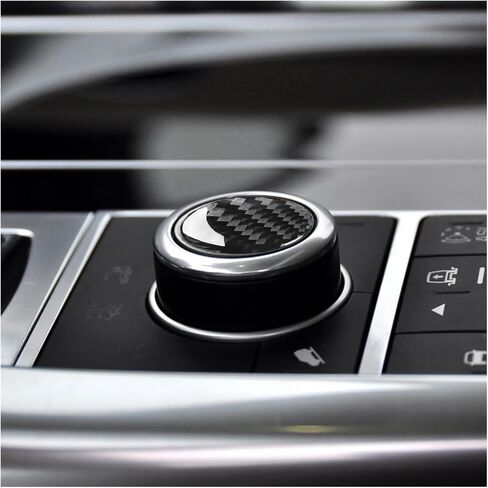 Center Console Multimedia Knob Panel Interior Cover Trim Sticker Compatible for Range Rover/Sport 2014 2017 Carbon Fiber(Black Carbon Fiber) in Saudi Arabia