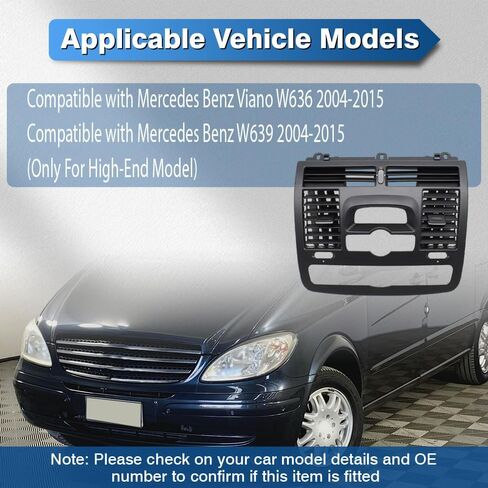 Front Center Console Air Vent, Replaces 636 680 1000, 639 680 0107, Compatible with Mercedes-Benz Viano W636 2004-2015, 1 pc in Saudi Arabia