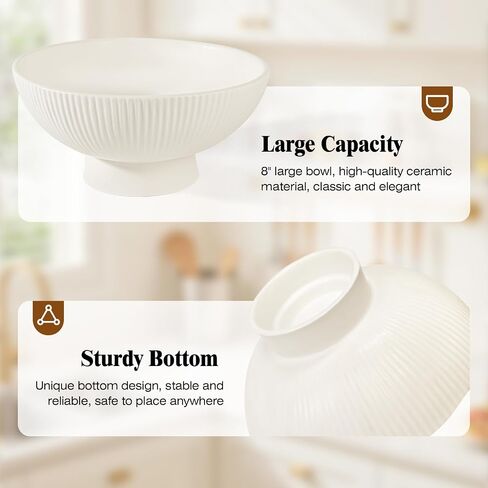 Decorative Bowl Modern Ceramic White Decor Bowls for Home Decor, Fruit Bowl for Kitchen Counter Key Bowl for Entryway Table, 8" Pedestal Footed Bowls Decorative Trays for Coffee Table in Kuwait