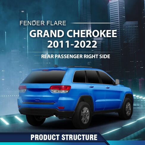 PIT66 Wheel Arch Trim Rear Right Passenger Side Compatible with Jeep Grand Cherokee 2011-2021 1MP34RXFAH, CH1791103 Black in Kuwait