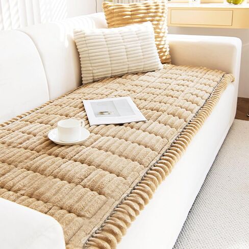 Pet Couch Cover Dogs Washable Non-Slip Couch Protector Fuzzy Cat Sofa Covers for 3 Cushion Sofa Pet Friendly Couch Protector Dog Mat for Couches and Sofas Coffee, 27.6 x 59.06 in Saudi Arabia