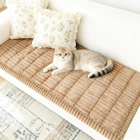Pet Couch Cover Dogs Washable Non-Slip Couch Protector Fuzzy Cat Sofa Covers for 3 Cushion Sofa Pet Friendly Couch Protector Dog Mat for Couches and Sofas Coffee, 27.6 x 59.06 in Saudi Arabia