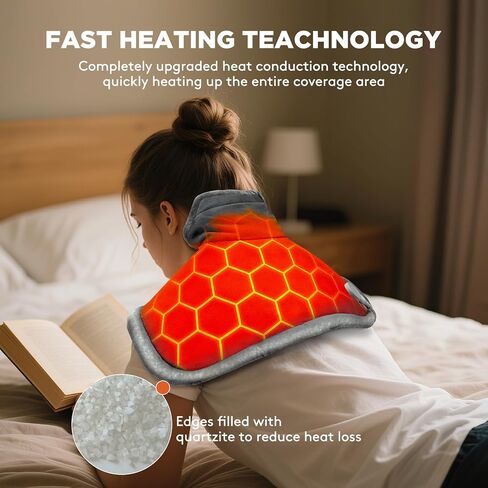 وسادة تدفئة لأكتاف الرقبة الخلفية، عضلات استرخاء كبيرة يمكن ارتداؤها، هدايا عيد ميلاد للنساء والرجال والأم والأب المسنين، 3 إعدادات للحرارة/إيقاف تلقائي آمن لمدة ساعتين، تصميم مريح مقاس 23 بوصة × 17 بوصة - رمادي in Kuwait