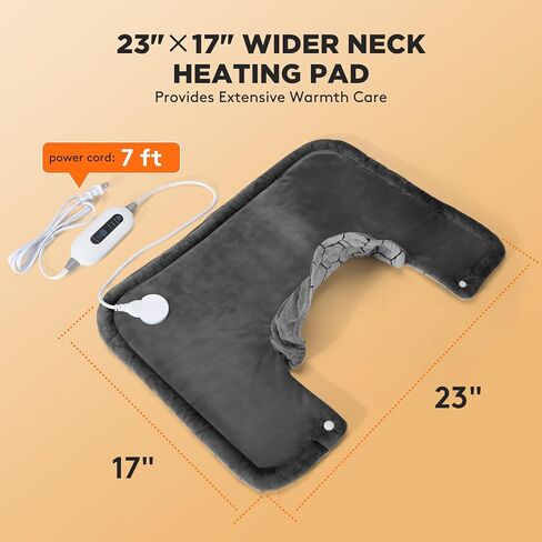 وسادة تدفئة لأكتاف الرقبة الخلفية، عضلات استرخاء كبيرة يمكن ارتداؤها، هدايا عيد ميلاد للنساء والرجال والأم والأب المسنين، 3 إعدادات للحرارة/إيقاف تلقائي آمن لمدة ساعتين، تصميم مريح مقاس 23 بوصة × 17 بوصة - رمادي in Kuwait