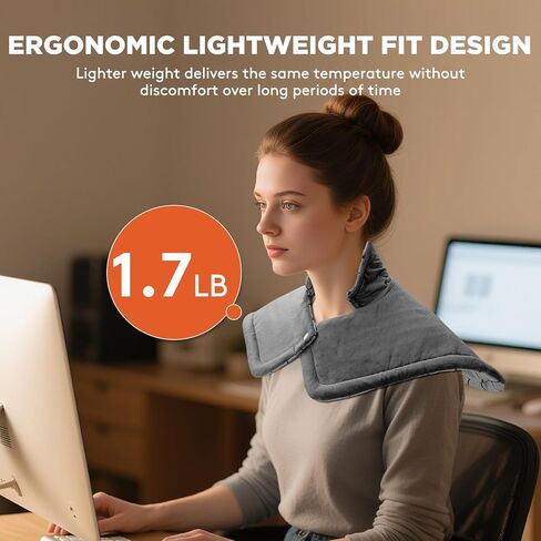 وسادة تدفئة لأكتاف الرقبة الخلفية، عضلات استرخاء كبيرة يمكن ارتداؤها، هدايا عيد ميلاد للنساء والرجال والأم والأب المسنين، 3 إعدادات للحرارة/إيقاف تلقائي آمن لمدة ساعتين، تصميم مريح مقاس 23 بوصة × 17 بوصة - رمادي in Kuwait