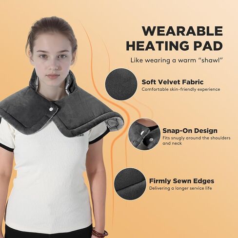 وسادة تدفئة لأكتاف الرقبة الخلفية، عضلات استرخاء كبيرة يمكن ارتداؤها، هدايا عيد ميلاد للنساء والرجال والأم والأب المسنين، 3 إعدادات للحرارة/إيقاف تلقائي آمن لمدة ساعتين، تصميم مريح مقاس 23 بوصة × 17 بوصة - رمادي in Kuwait