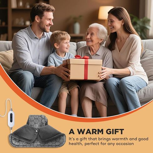 وسادة تدفئة لأكتاف الرقبة الخلفية، عضلات استرخاء كبيرة يمكن ارتداؤها، هدايا عيد ميلاد للنساء والرجال والأم والأب المسنين، 3 إعدادات للحرارة/إيقاف تلقائي آمن لمدة ساعتين، تصميم مريح مقاس 23 بوصة × 17 بوصة - رمادي in Kuwait