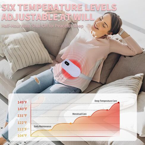 Portable Cordless Heating Pad for Cramps, 6 Heat Levels and 6 Massage Modes, 5000mAh, Auto Shut-Off, NTC Temp Control, Belly and Back Heating Pad, Gifts for Women and Girls (Pink) in Saudi Arabia