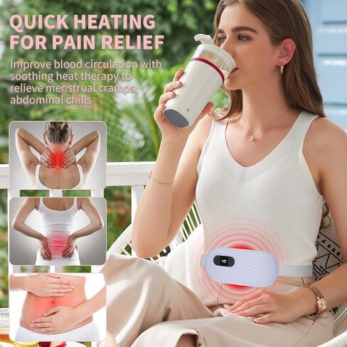 Portable Cordless Heating Pad for Cramps, 6 Heat Levels and 6 Massage Modes, 5000mAh, Auto Shut-Off, NTC Temp Control, Belly and Back Heating Pad, Gifts for Women and Girls (Pink) in Saudi Arabia