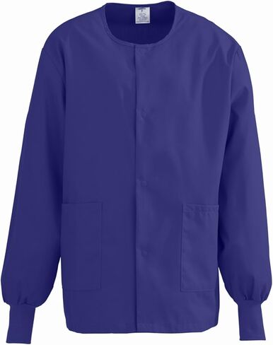 Medline ComfortEase Unisex Crew-Neck Warm Scrub Jacket with Knit Cuff, Purple, Size Medium in Saudi Arabia