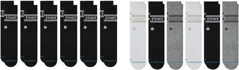 Stance Vital Crew 12-Pack Socks Bundle for Men and Women, Black + Multicolor, Cotton Blend and Comfortable Everyday, Large in Saudi Arabia