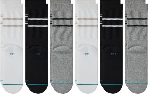 Stance Vital Crew 12-Pack Socks Bundle for Men and Women, Black + Multicolor, Cotton Blend and Comfortable Everyday, Large in Saudi Arabia