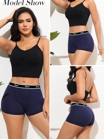4 Pack Boy Shorts Underwear for Women High Waisted Cotton Panties Stretch Briefs S-XL in Saudi Arabia
