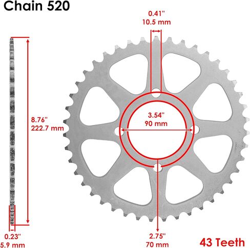 Caltric Drive Chain with Front Rear Sprockets Kit Compatible with Kawasaki Ksf250A Mojave 250 1987-2004 in Saudi Arabia