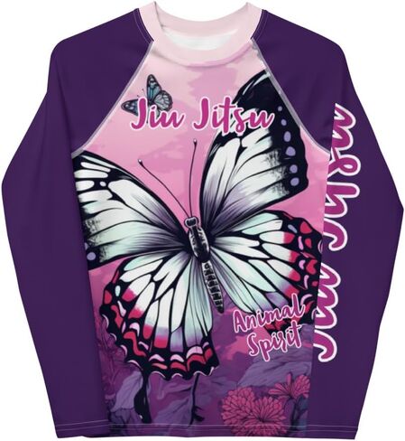 Generic Youth No Gi Jiu Jitsu Girls Rash Guard Butterfly Purple - BJJ, MMA, Wrestling, Kids in Saudi Arabia