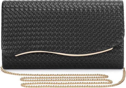 UBORSE Evening Clutch Purses for Women Woven Formal Evening Bag Vegan Leather Crossbody Shoulder Handbag Envelope Bag in Kuwait
