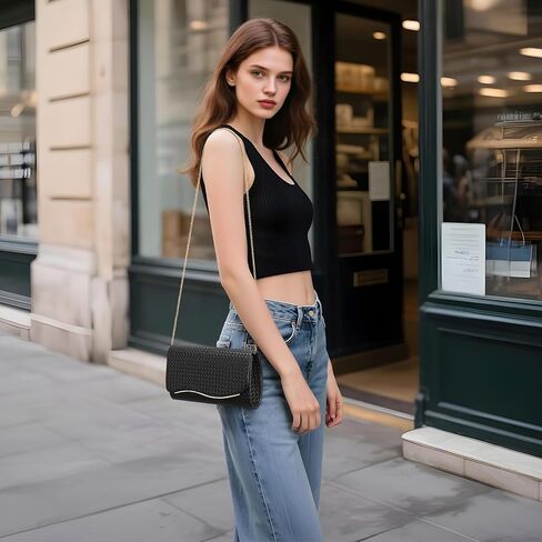 UBORSE Evening Clutch Purses for Women Woven Formal Evening Bag Vegan Leather Crossbody Shoulder Handbag Envelope Bag in Kuwait