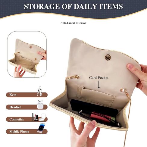 UBORSE Evening Clutch Purses for Women Woven Formal Evening Bag Vegan Leather Crossbody Shoulder Handbag Envelope Bag in Saudi Arabia