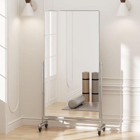 Large Full Length Floor Mirror with Mobile Rolling Wheels 71"x40", Oversized Tiltable Modern Standing Mirror, Tempered Glass, Metal Frame, for Dressing Room, Dance Studio,Clothing Store (X Large) in Saudi Arabia