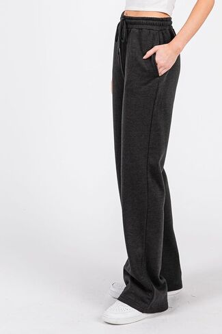 Urban Look Wide Leg High-Rise Cotton Fleece Lined Sweatpants with Drawstring Waist & Pockets in Saudi Arabia