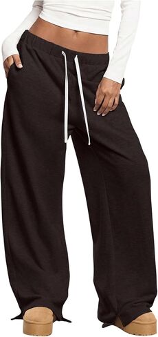 SHENHE Women's Low Rise Wide Leg Sweatpants Baggy Pants Drawstring Workout Lounge Pants with Pockets in Saudi Arabia