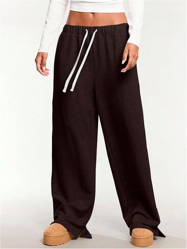 SHENHE Women's Low Rise Wide Leg Sweatpants Baggy Pants Drawstring Workout Lounge Pants with Pockets in Saudi Arabia