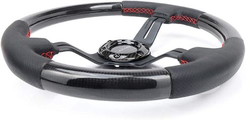 NRG Innovations NRG-ST-010MC-CF عجلة قيادة من ألياف الكربون 350 مم 1.5 بوصة طبق عميق مع محور مركزي نيوكروم in Saudi Arabia