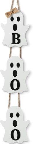 علامة شماعة باب خشبية من Vicenpal Halloween Ghost Boo، ديكور شبح لطيف كبير للباب الأمامي وساحة الجدار داخلي/خارجي لتزيين حفلات الهالوين (كلاسيكي) in Kuwait