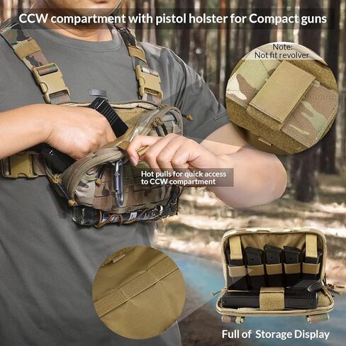 Tactical EDC Chest Bag 2L Utility Molle Chest Rig Pouch with CCW Compartment Adjustable Strap Outdoor in Kuwait
