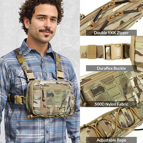 Tactical EDC Chest Bag 2L Utility Molle Chest Rig Pouch with CCW Compartment Adjustable Strap Outdoor in Kuwait