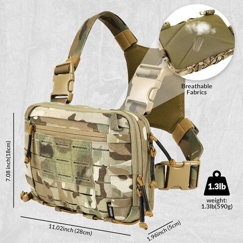 Tactical EDC Chest Bag 2L Utility Molle Chest Rig Pouch with CCW Compartment Adjustable Strap Outdoor in Kuwait