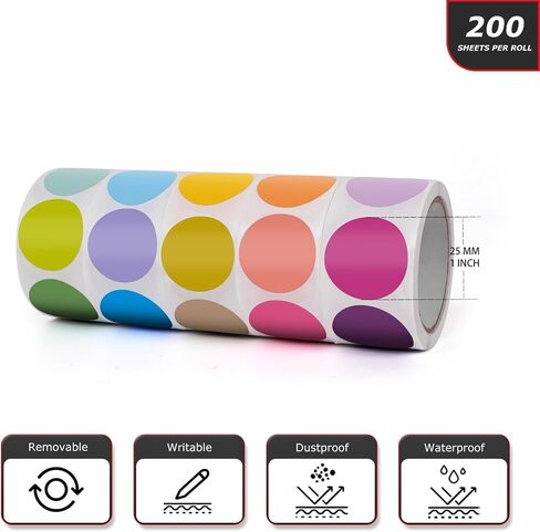 Round Stickers Colorful 1 Inch Circle Labels Color Coding Dot Vinyl Floor Sticker Waterproof Removable Roll of 500 in Saudi Arabia