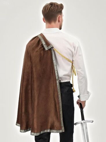 شال عصر النهضة نصف الكتف للرجال من القرون الوسطى كافالير عباءة رين فير زي الهالوين زي لارب in Kuwait