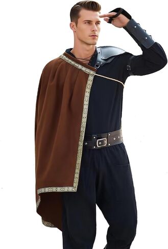 شال عصر النهضة نصف الكتف للرجال من القرون الوسطى كافالير عباءة رين فير زي الهالوين زي لارب in Kuwait